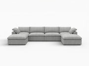 160" Light Gray Linen Blend Modular Sofa With Ottomans Toss Pillows And Storage