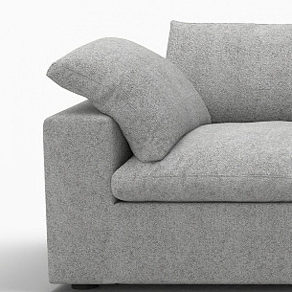 160" Light Gray Linen Blend Modular Sofa With Toss Pillows
