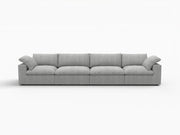160" Light Gray Linen Blend Modular Sofa With Toss Pillows