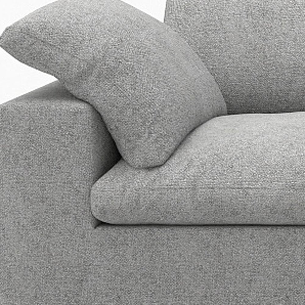 120" Light Gray Linen Blend Modular Sofa With Toss Pillows