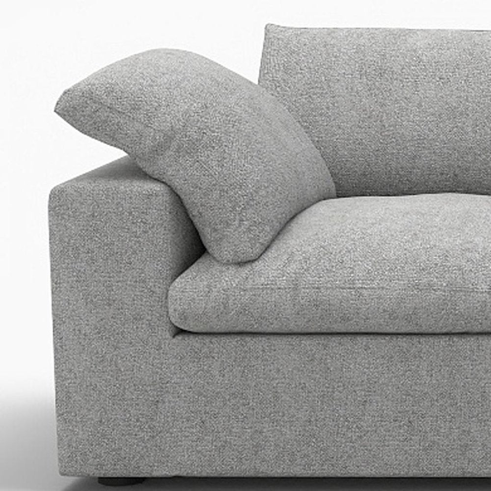 120" Light Gray Linen Blend Modular Sofa With Toss Pillows