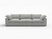 120" Light Gray Linen Blend Modular Sofa With Toss Pillows