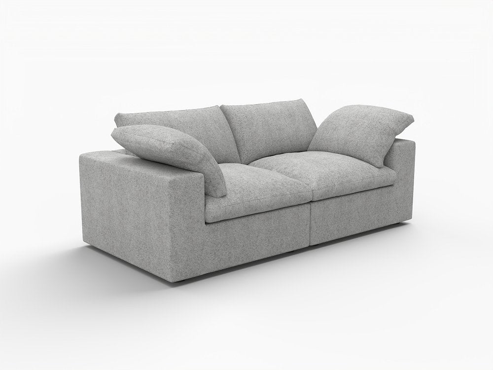 80" Light Gray Linen Blend Modular Loveseat