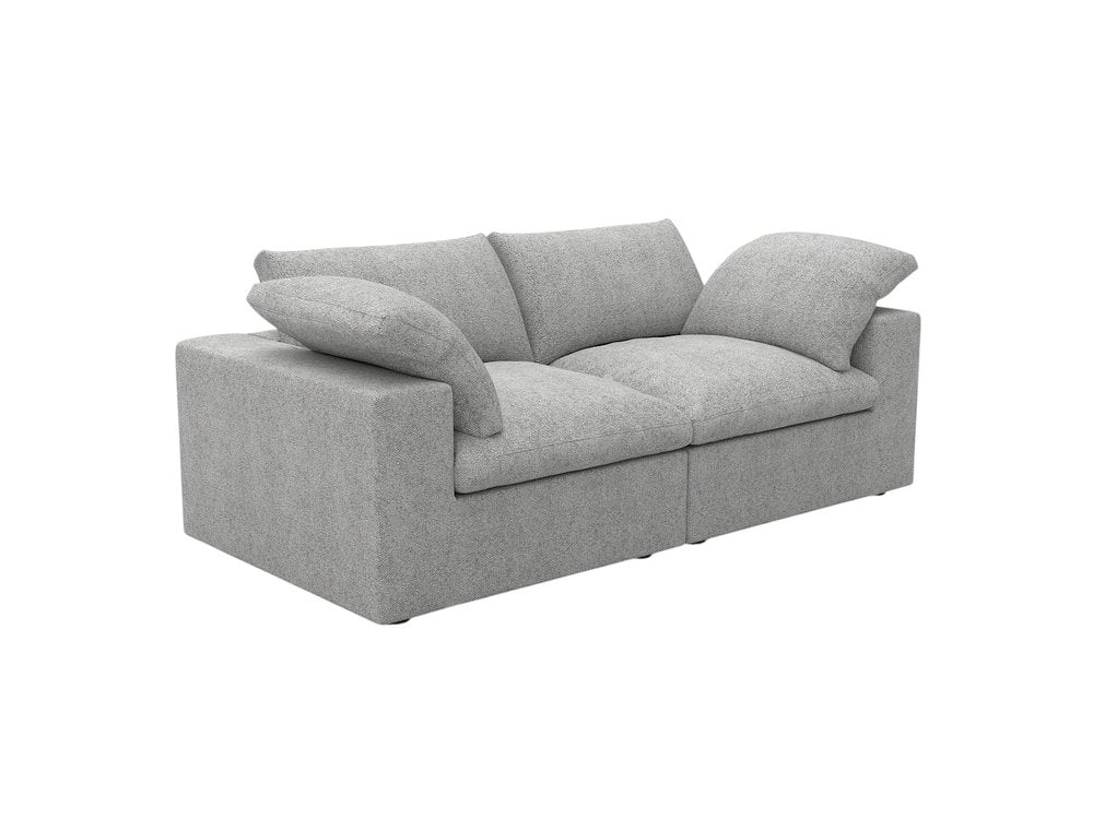 80" Light Gray Linen Blend Modular Loveseat