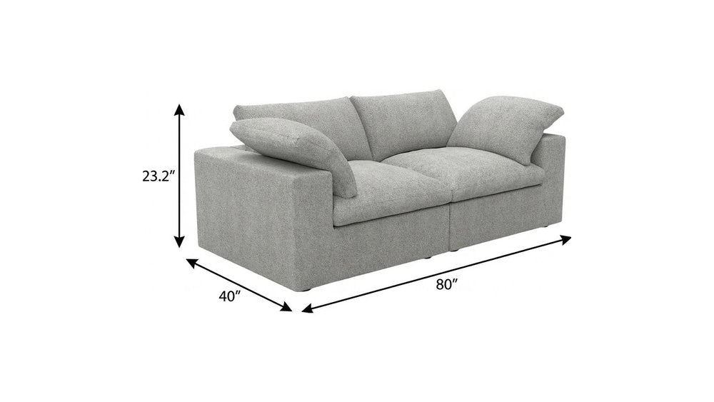 80" Light Gray Linen Blend Modular Loveseat