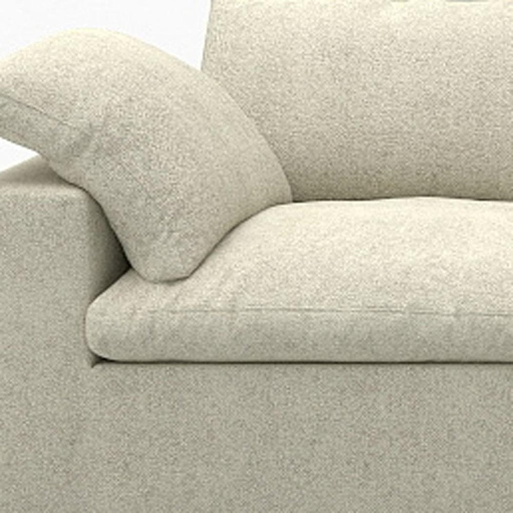 157" Khaki Linen Blend Modular Sofa With Ottoman And Toss Pillows