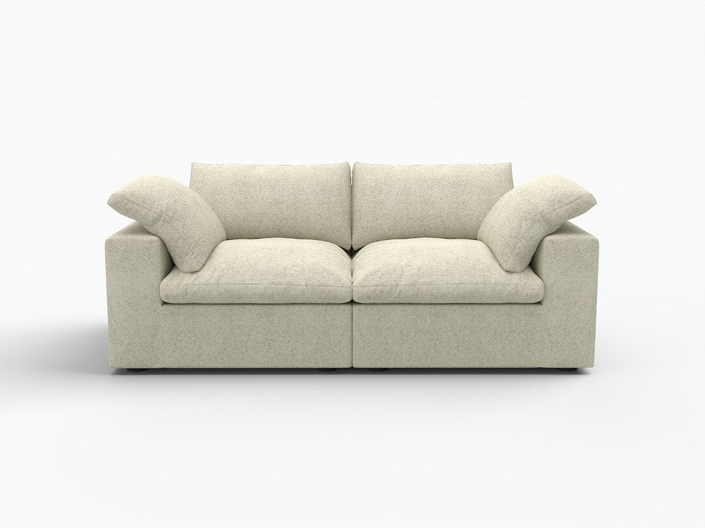 80" Khaki Linen Blend Modular Loveseat