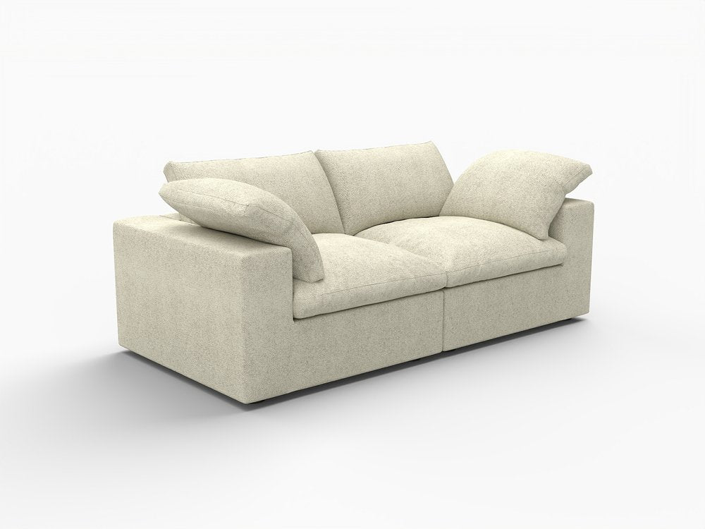 80" Khaki Linen Blend Modular Loveseat