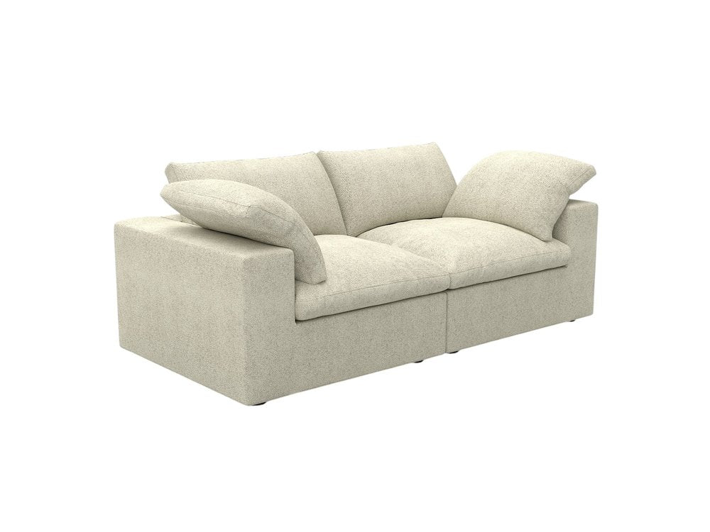 80" Khaki Linen Blend Modular Loveseat