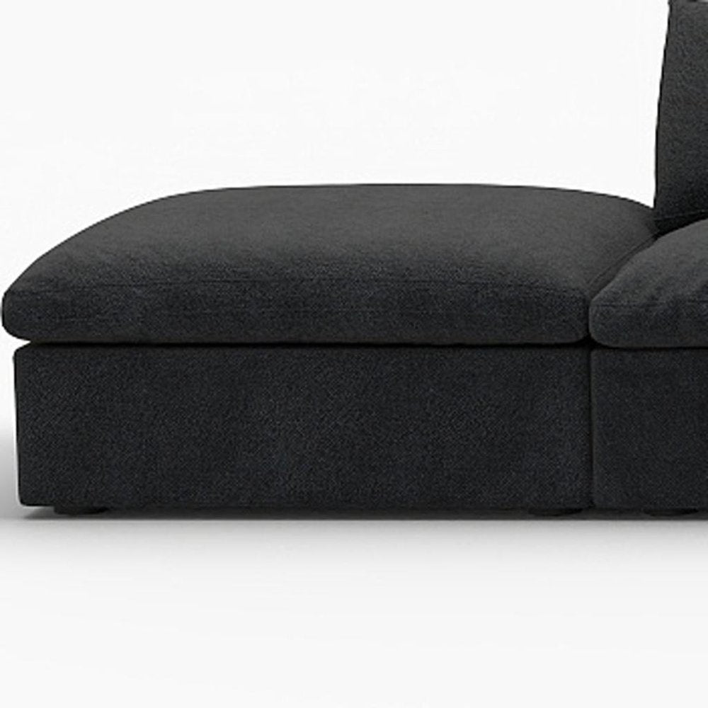 160" Black Linen Blend Modular Armless Sofa With Ottomans And Storage