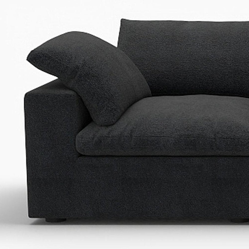 160" Black Linen Blend Modular Sofa With Toss Pillows