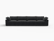 160" Black Linen Blend Modular Sofa With Toss Pillows