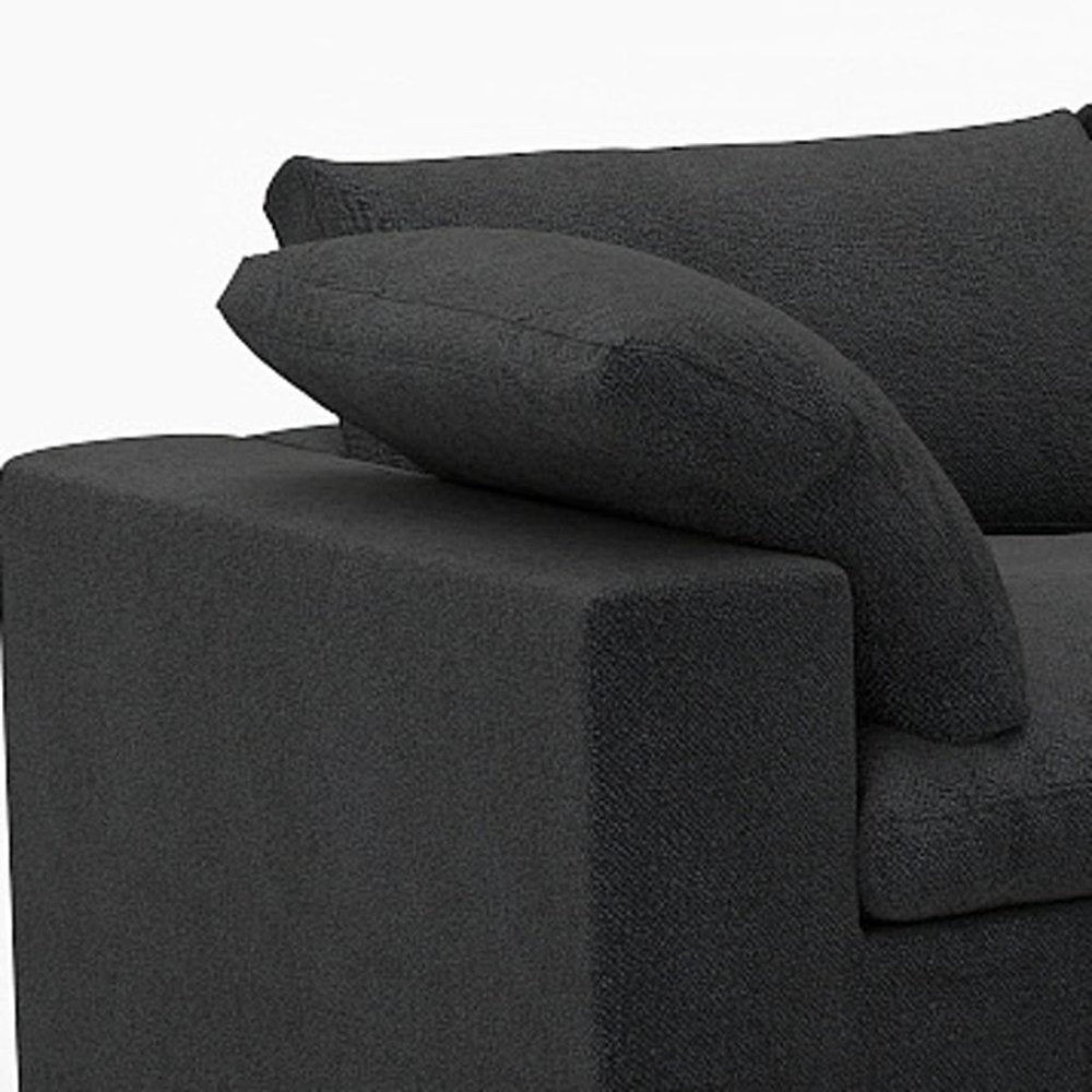 160" Black Linen Blend Modular Sofa With Toss Pillows