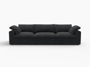 120" Black Linen Blend Modular Sofa With Toss Pillows