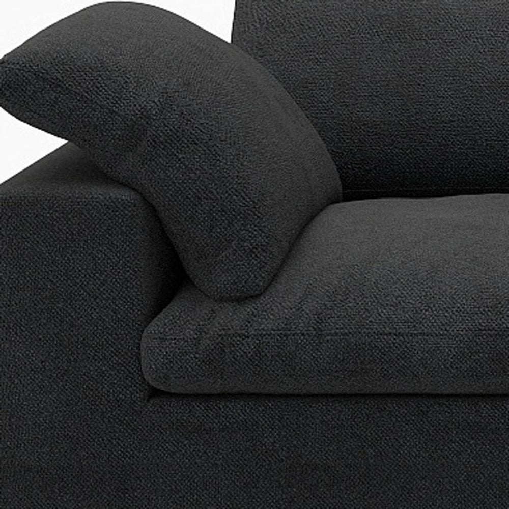 80" Black Linen Blend Modular Loveseat