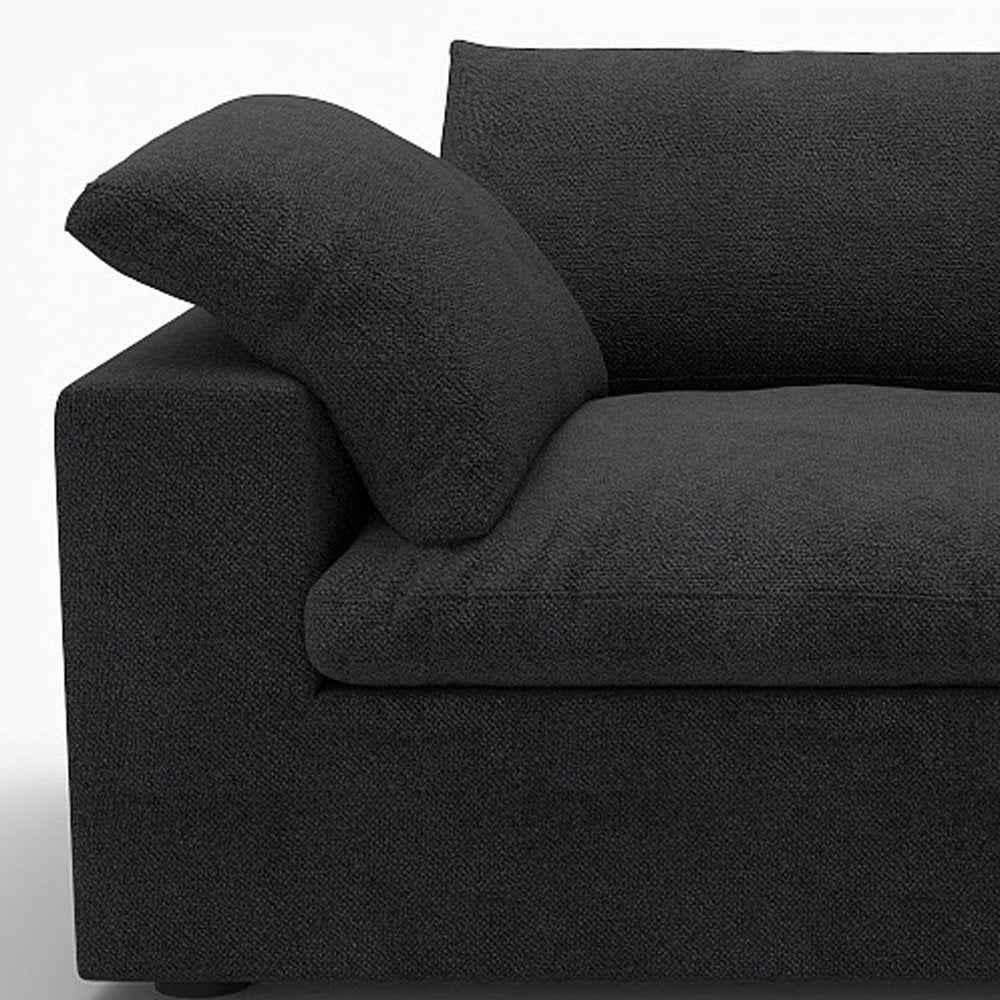 80" Black Linen Blend Modular Loveseat