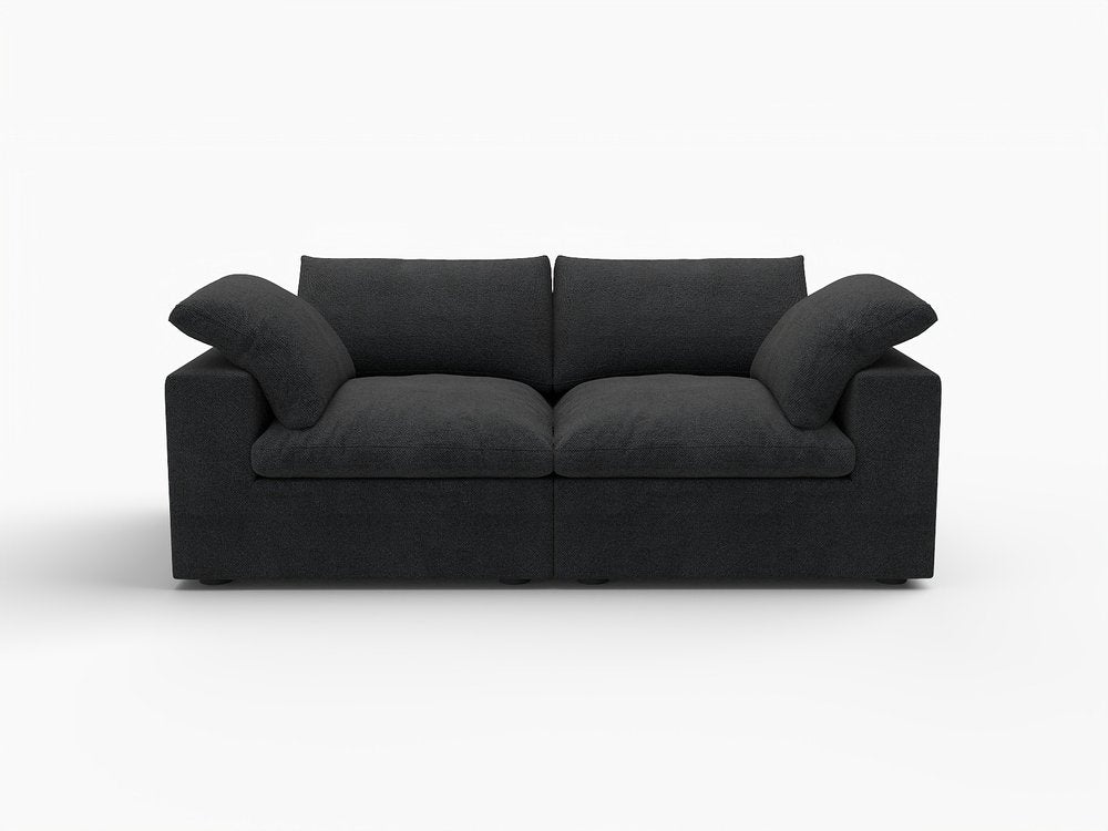 80" Black Linen Blend Modular Loveseat