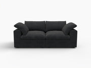 80" Black Linen Blend Modular Loveseat