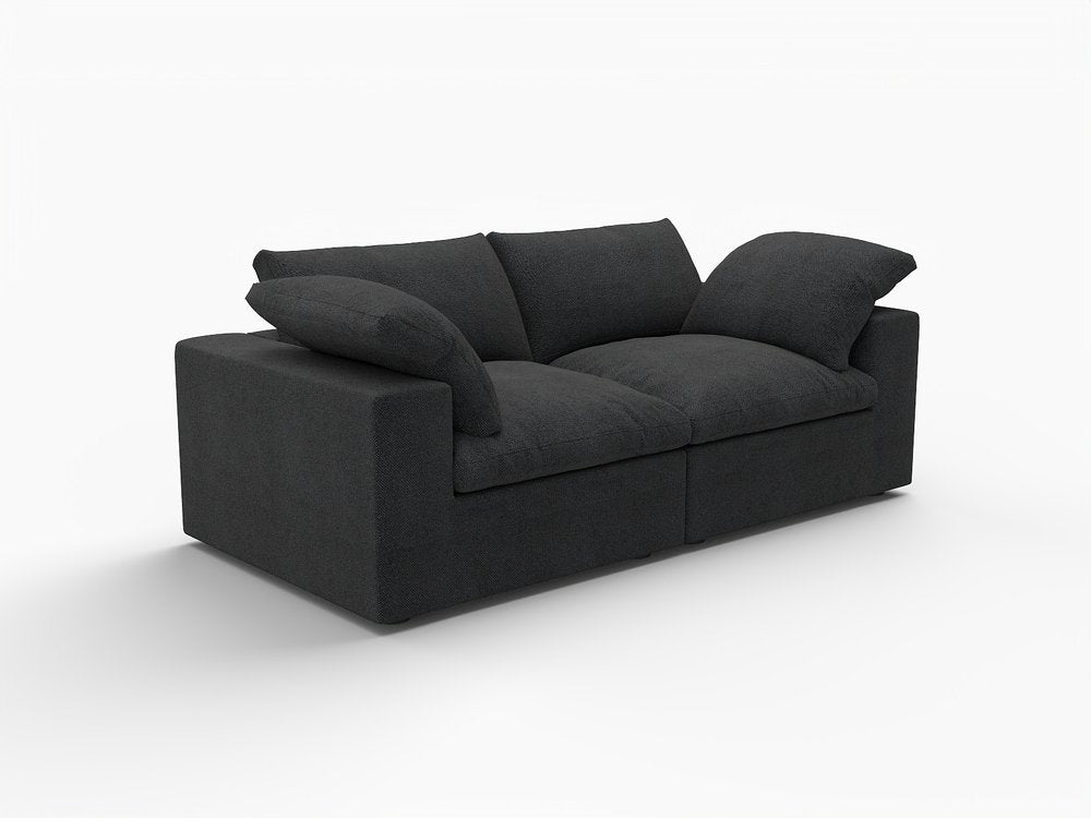 80" Black Linen Blend Modular Loveseat