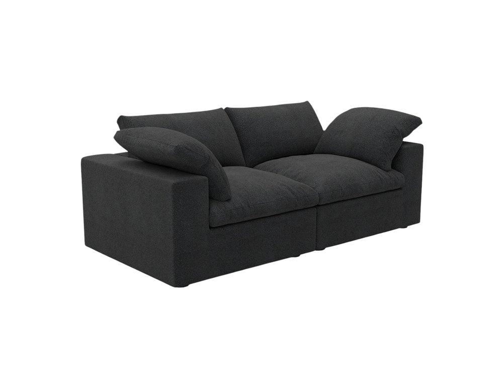 80" Black Linen Blend Modular Loveseat