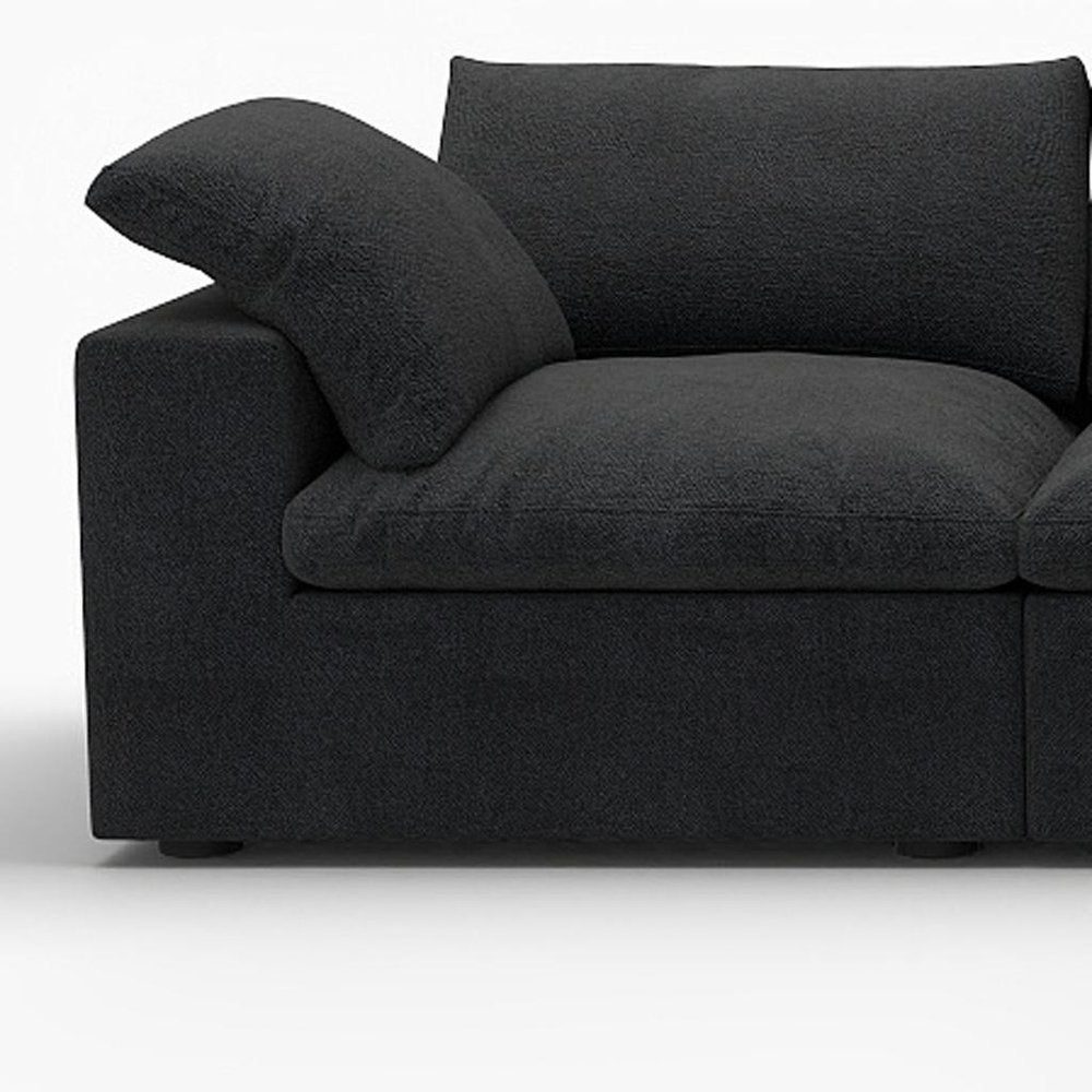 120" Black Linen Blend Modular Sofa With Ottoman And Storage
