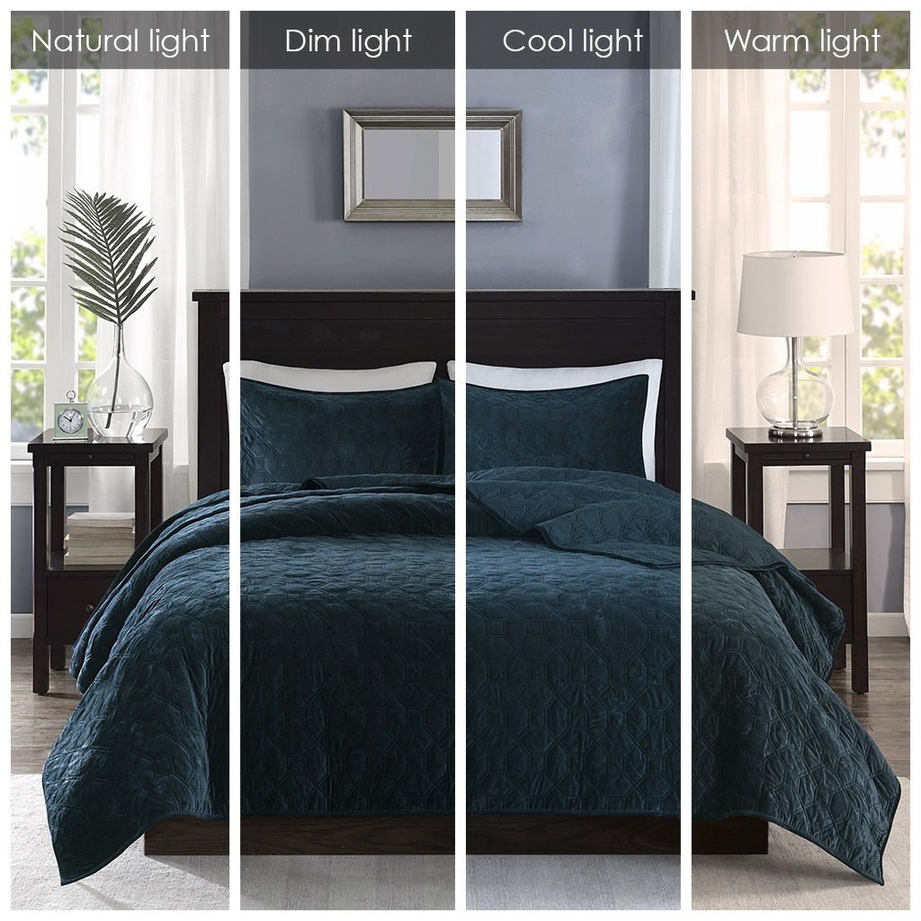 Harper - King Reversible 3 Piece Coverlet Set - Teal