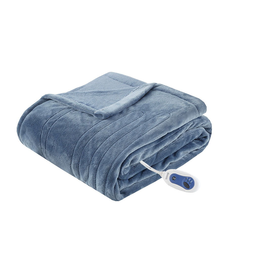Heated Plush - Throw - Sapphire Blue
