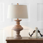 27" Brown Urn Bedside Lamp With Drum Shade