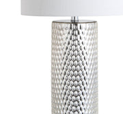 30" Silver Table Lamp With Drum Shade