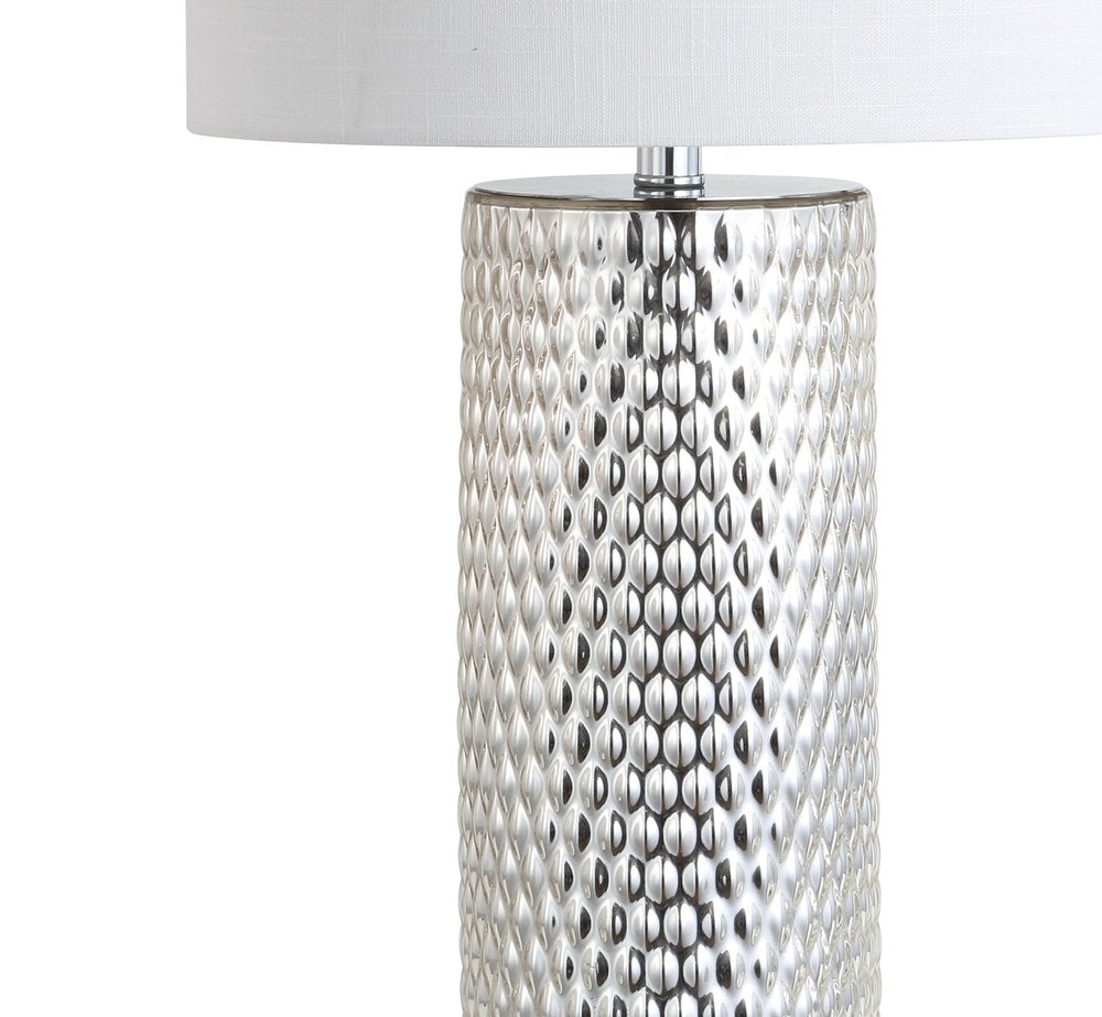 30" Silver Table Lamp With Drum Shade