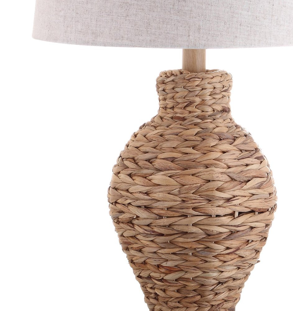 31" Natural Water Hyacinth Urn Table Lamp With Drum Shade