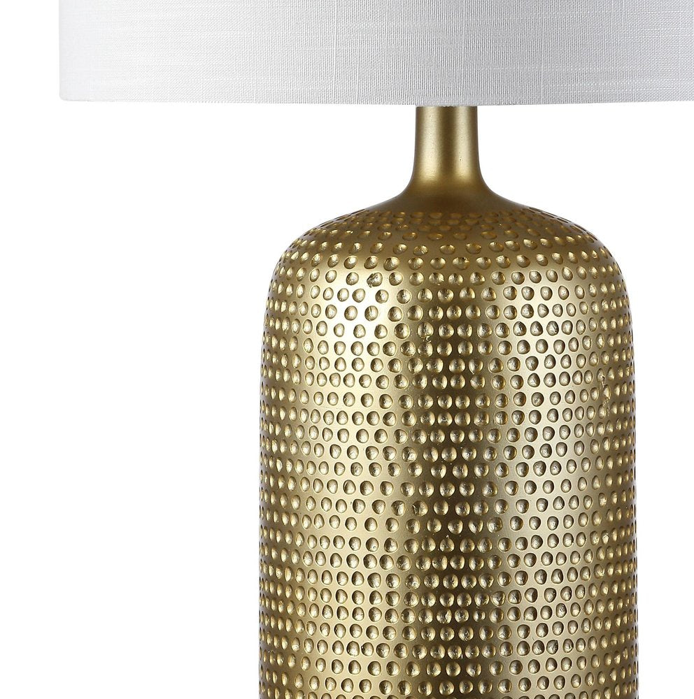 30" Gold Round Table Lamp With Drum Shade