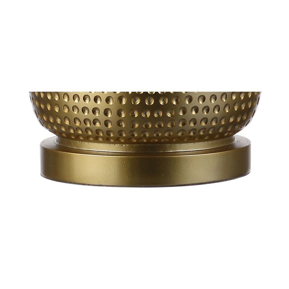30" Gold Round Table Lamp With Drum Shade