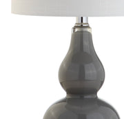 21" Silver Gourd Table Lamp With Drum Shade
