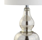 21" Silver Gourd Desk Lamp With Drum Shade