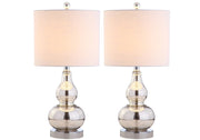 Set of Two 21" Silver Gourd Table Lamps With Drum Shades