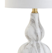 21" Gold Gourd Table Lamp With Drum Shade