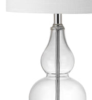21" Silver Gourd Bedside Lamp With Drum Shade