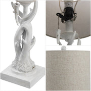 21" Antiqued White Antlers Desk Lamp With Drum Shade