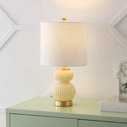 20" Gold Gourd Table Lamp With Drum Shade