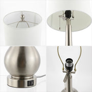 Set of Two 24" Nickel Gourd Table Lamps With Drum Shades
