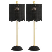 Set of Two 28" Black Table Lamps With Drum Shades