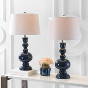 Set of Two 29" Blue Novelty Table Lamps With Drum Shades