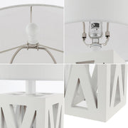 Set of Two 22" White Table Lamps With Drum Shades