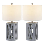 Set of Two 22" Gray Table Lamps With Drum Shades