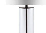 29" Antiqued Bronze Table Lamp With Drum Shade