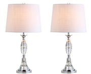 Set of Two 26" Clear And Silver Novelty Table Lamps With Drum Shades