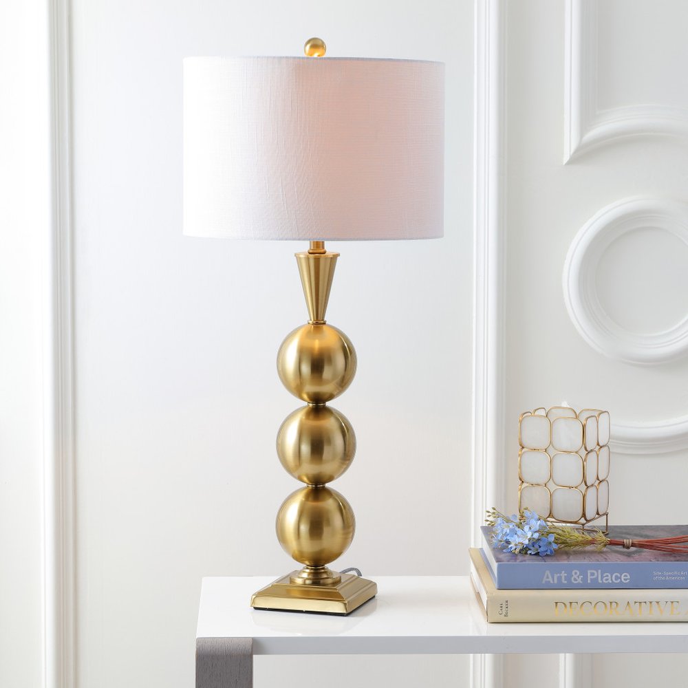 33" Gold Novelty Table Lamp With Drum Shade