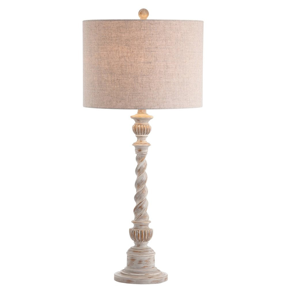 33" White Table Lamp With Drum Shade