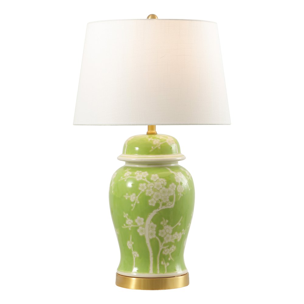 30" Green And Gold Novelty Table Lamp With Empire Shade